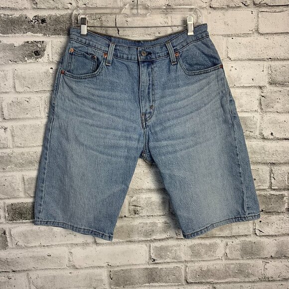 Levi's 569 Loose Straight Jean Shorts 12' Light Wash Stretch Denim - Picture 1 of 12